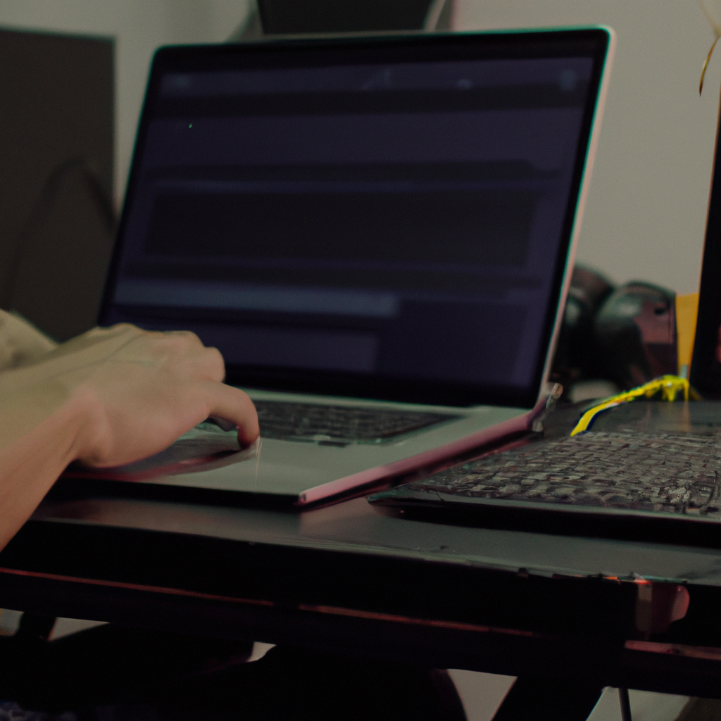 Estudiante editando en DaVinci Resolve en una laptop, iluminación suave, estilo moderno.